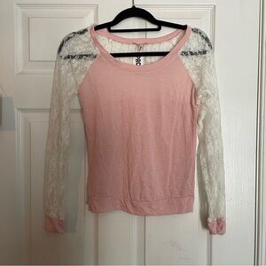 NWT PacSun XS Pink Lace Long Sleeve Top